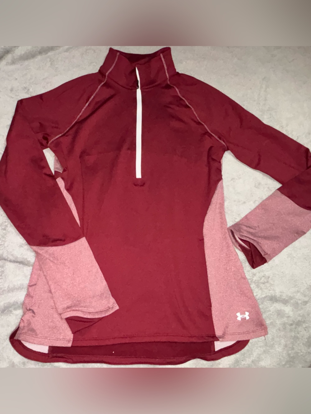 Under Armour Two-Tone Burgundy and Light Pink Half-Zip Pullover